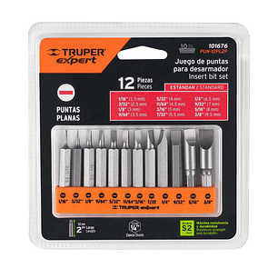 JUEGO DE 12 PUNTAS PLANAS STD COMBINADAS LARGO 2