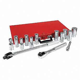 Juego de dados largos y accesorios cuadro de 1/2