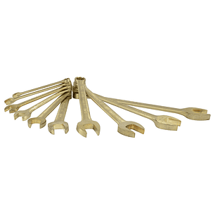 Juego de llaves combinadas de bronce aluminio antichispa en pulgadas, 12 puntas, 10 piezas