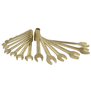 Juego de llaves combinadas de bronce aluminio antichispa en pulgadas, 12 puntas, 15 piezas