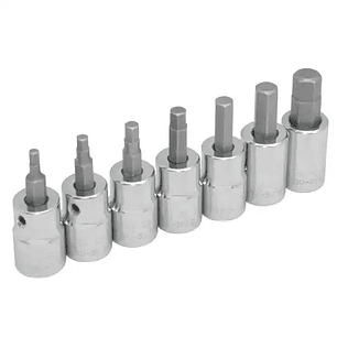 JUEGO DE DADO PUNTA HEXAGONAL 1/8 3/8 7 PIEZAS