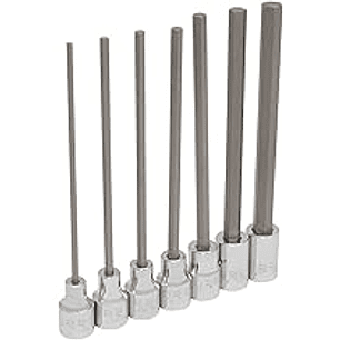 Juego de dados punta hexagonal extra larga cuadro de 3/8