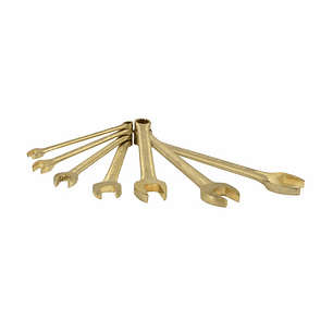 Juego de llaves combinadas de bronce aluminio antichispa en pulgadas, 12 puntas, 7 piezas