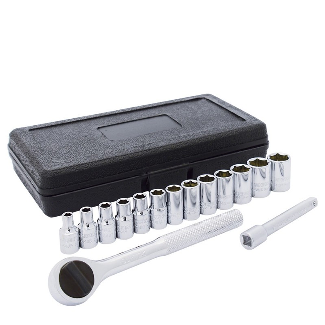 Juego de dados y accesorios cuadro de 1/4