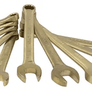 Juego de llaves combinadas de bronce aluminio antichispa métricas, 12 puntas, 10 piezas