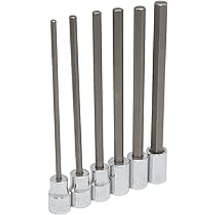 Juego de dados punta hexagonal extra larga cuadro de 3/8