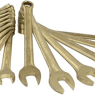 Juego de llaves combinadas de bronce aluminio antichispa métricas, 12 puntas, 15 piezas