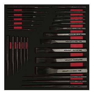 Juego de cinceles, puntos y botadores con bandeja EVA, 26 piezas