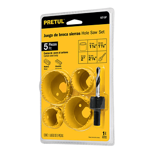 JUEGO DE 4 BROCASIERRAS ACERO AL CARBONO Y 1 MANDRIL