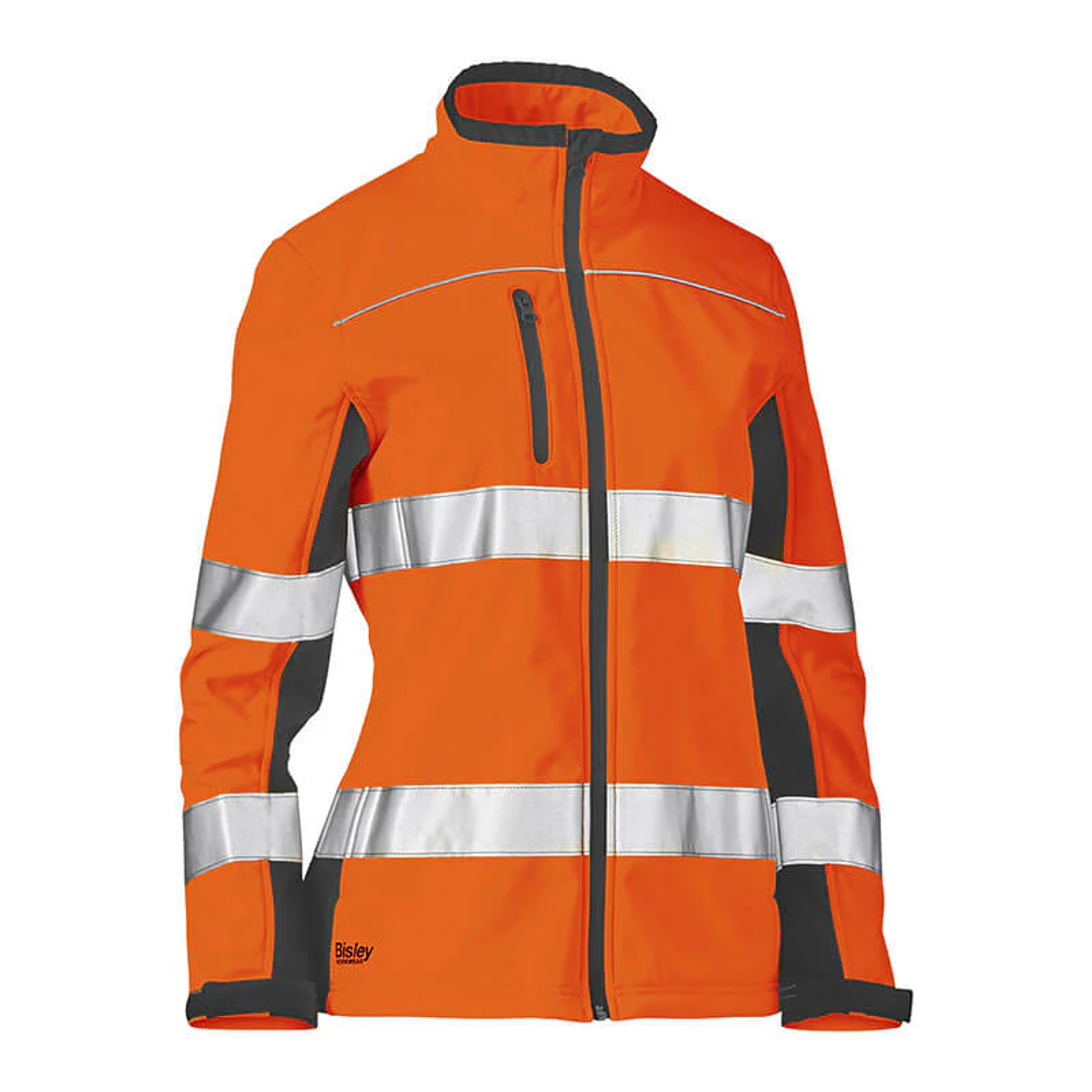 CHAQUETA BISLEY® HI-VIS SOFT SHELL BOMBER PARA MUJER ANSI TIPO R CLASE 2 2