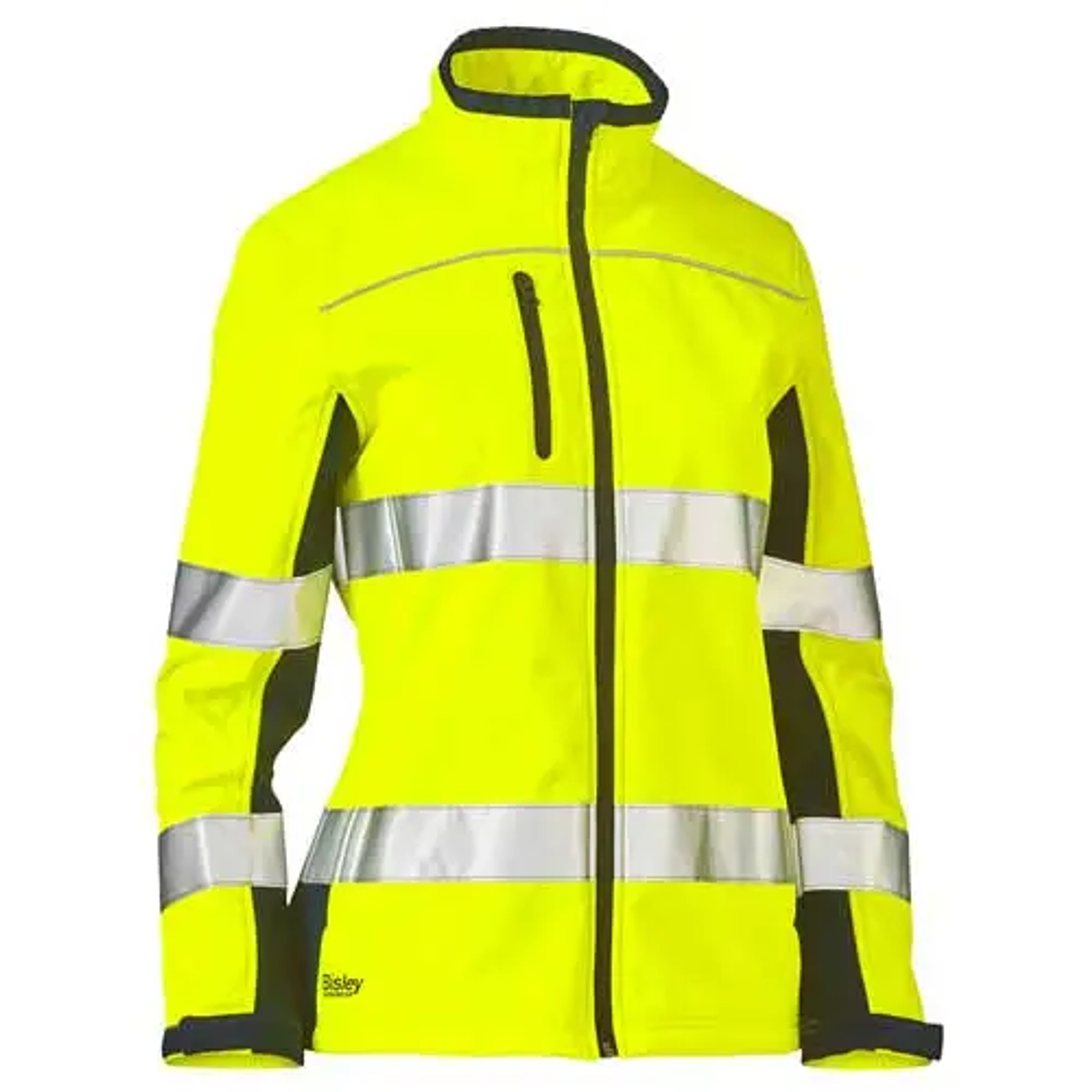 CHAQUETA BISLEY® HI-VIS SOFT SHELL BOMBER PARA MUJER ANSI TIPO R CLASE 2 1