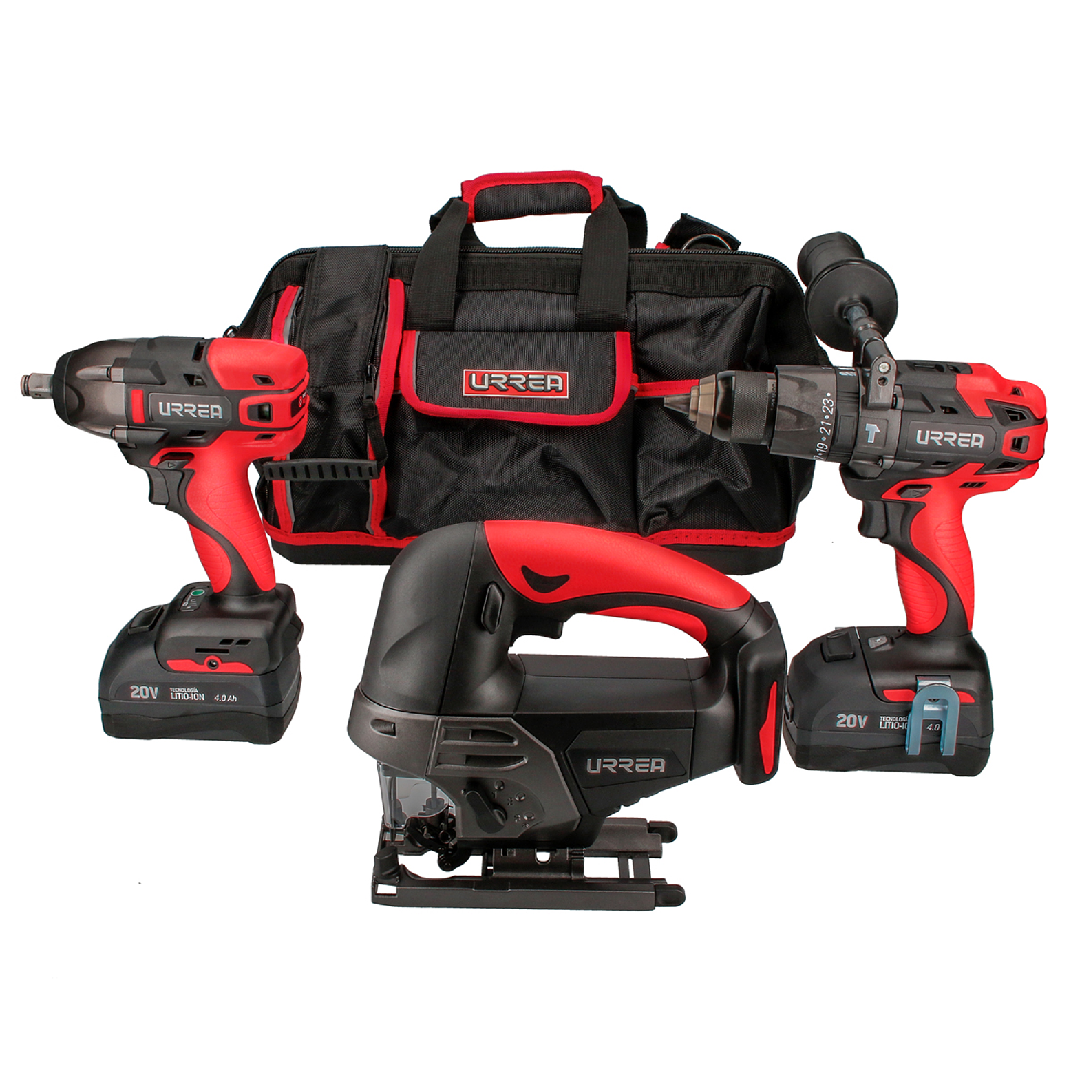Juego de rotomartillo, pistola de impacto y sierra a batería Litio ion 20 V, 4 piezas 1