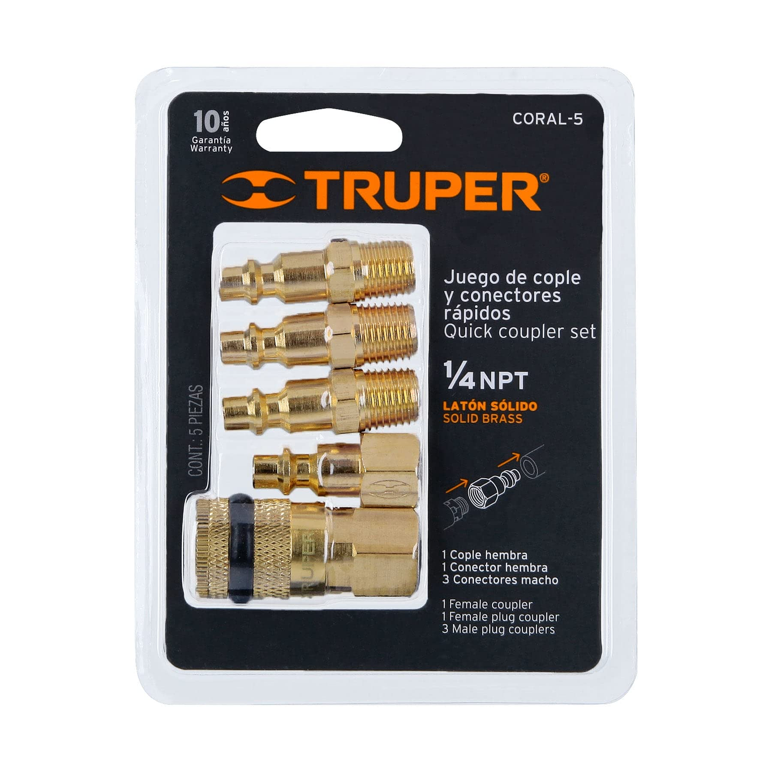 JUEGO DE 4 CONECTORES Y 1 COPLE PARA COMPRESOR DE AIRE 1