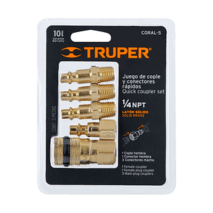 JUEGO DE 4 CONECTORES Y 1 COPLE PARA COMPRESOR DE AIRE