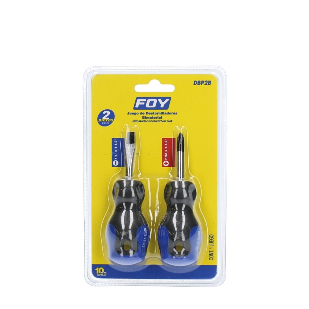 Juego de destornilladores con mango bimaterial combinados, 2 piezas 1