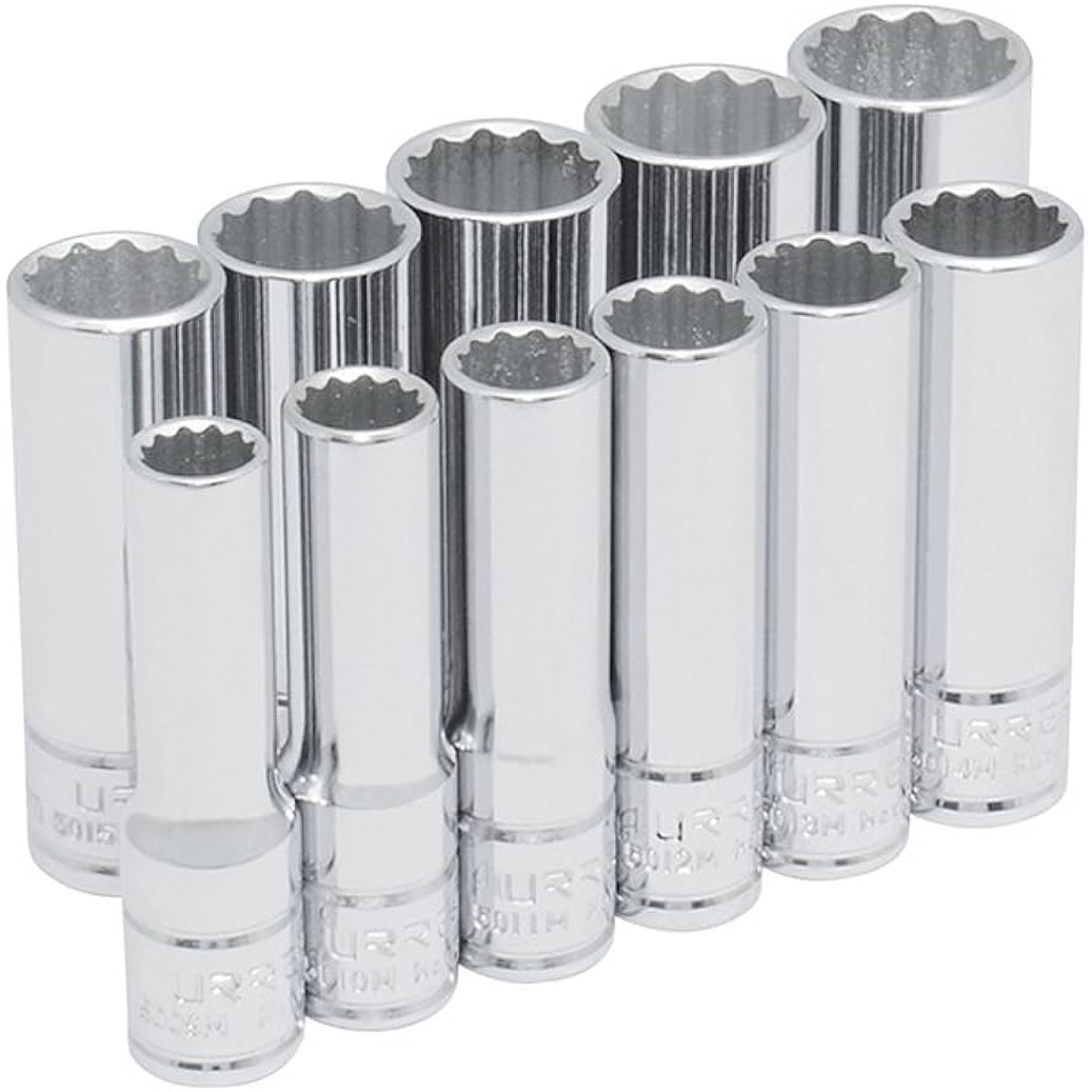 JUEGO DE DADOS ENTRADA 1/2 12 PUNTAS LARGOS 11 PIEZAS CON RIEL 1