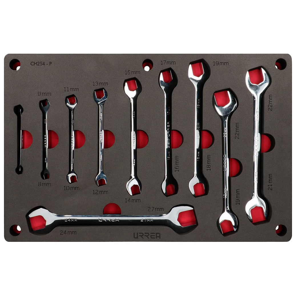 Juego de llaves españolas pulido espejo, métricas, 10 piezas 1