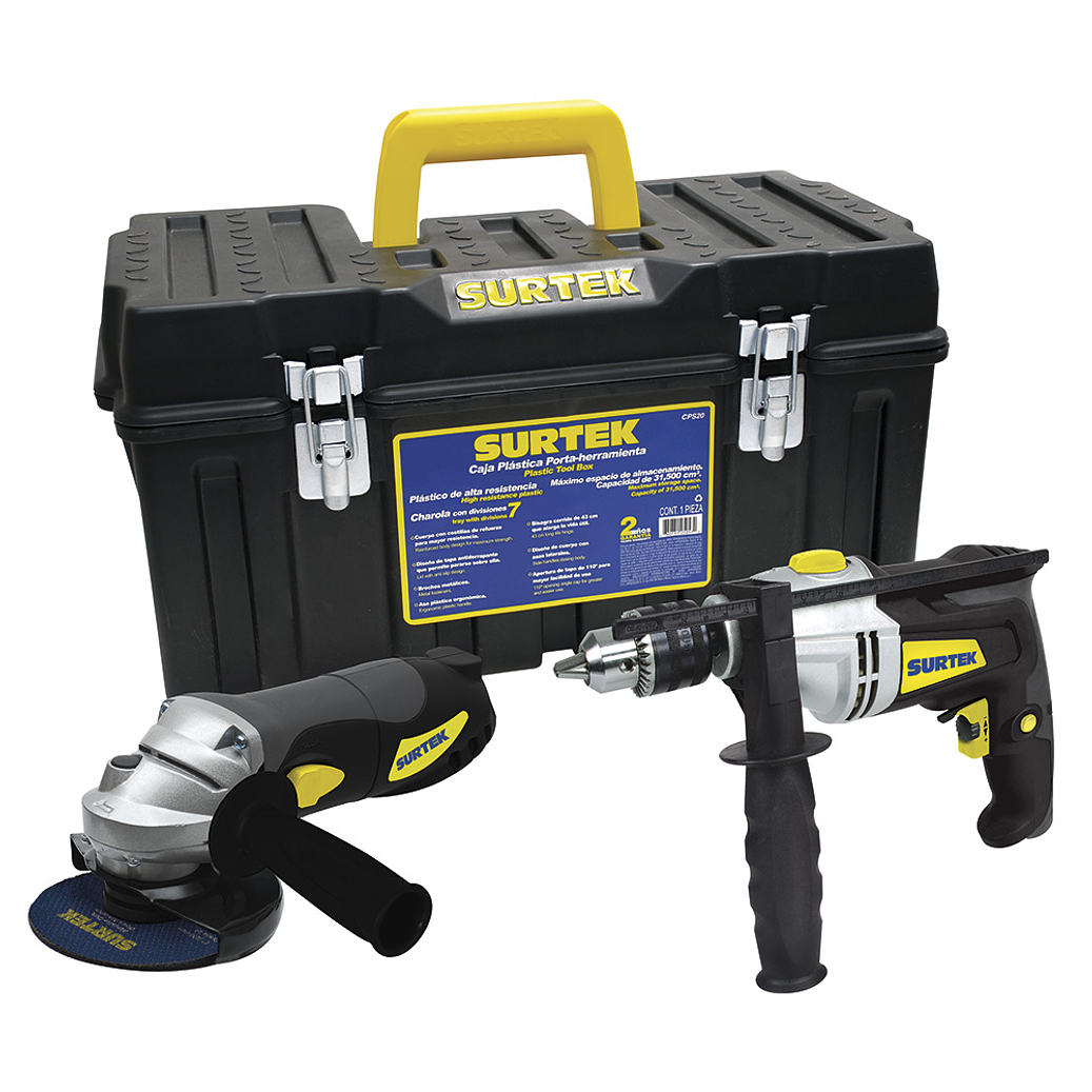 Juego combinado de herramienta de poder con caja plástica, 3 piezas 1