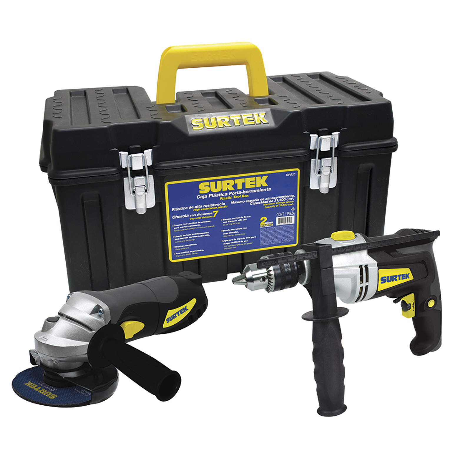 Juego combinado de herramienta de poder con caja plástica, 3 piezas 1