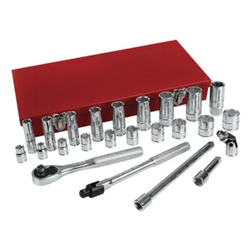 Juego de dados y accesorios cuadro de 1/2