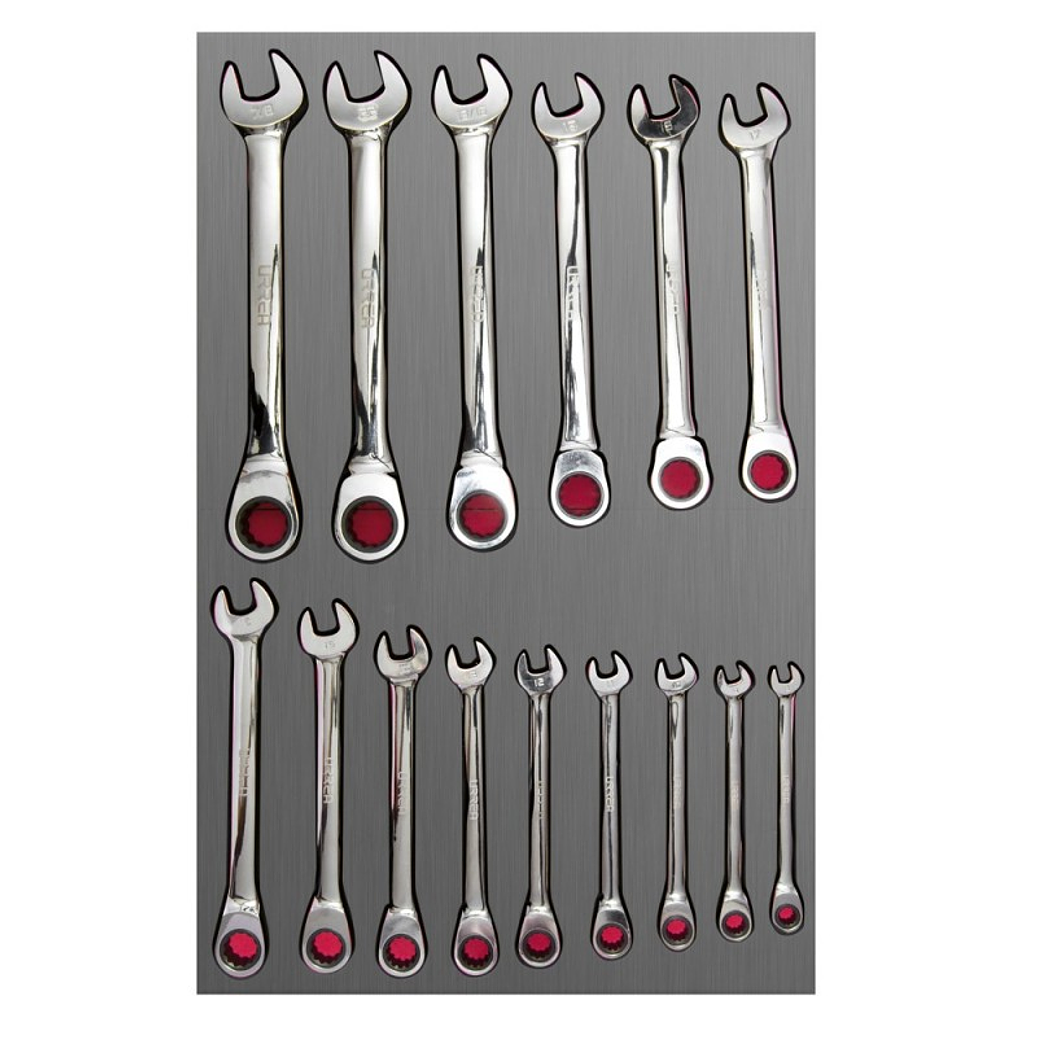 Juego de llaves combinadas de matraca métricas, 15 piezas 1