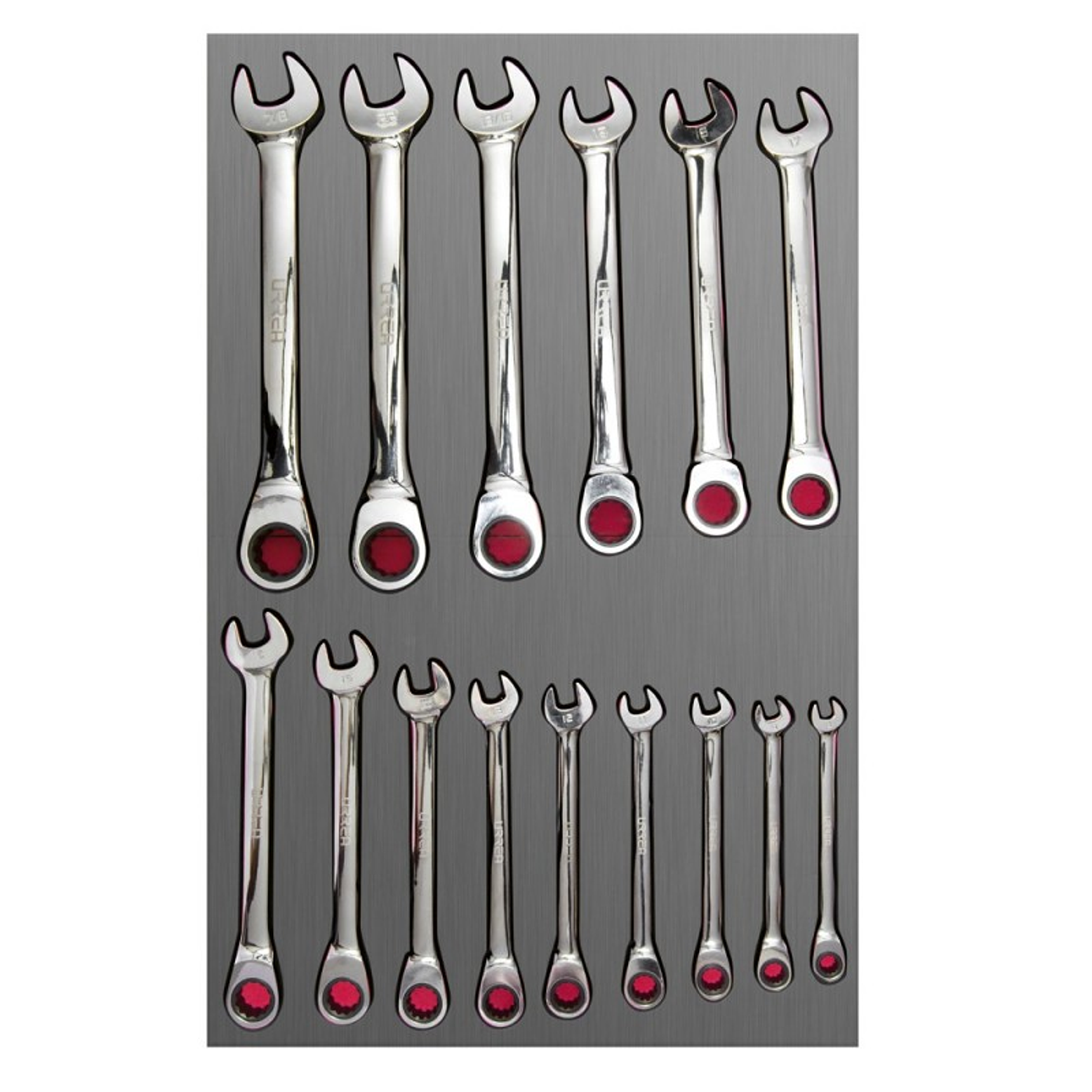 Juego de llaves combinadas de matraca métricas, 15 piezas 1