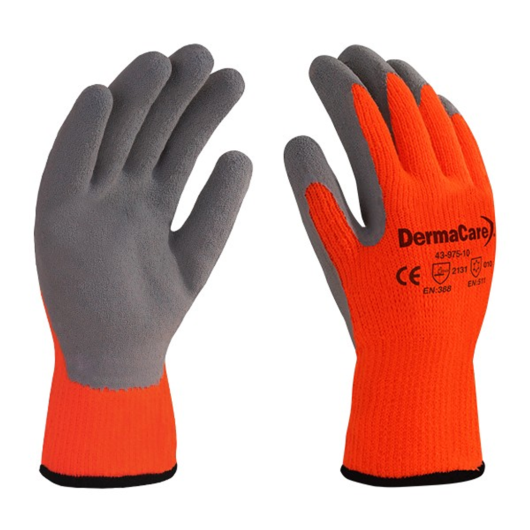 GUANTE AISLANTE AL FRÍO DE ACRÍLICO Y LÁTEX NARANJA / GRIS TALLA 9 1