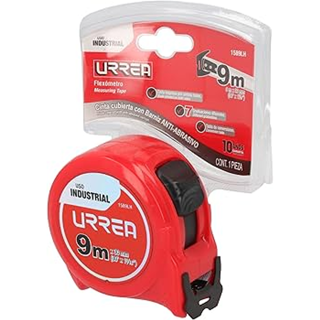 Flexómetro con carcasa de plástico 9 m x 30 mm en blíster 1