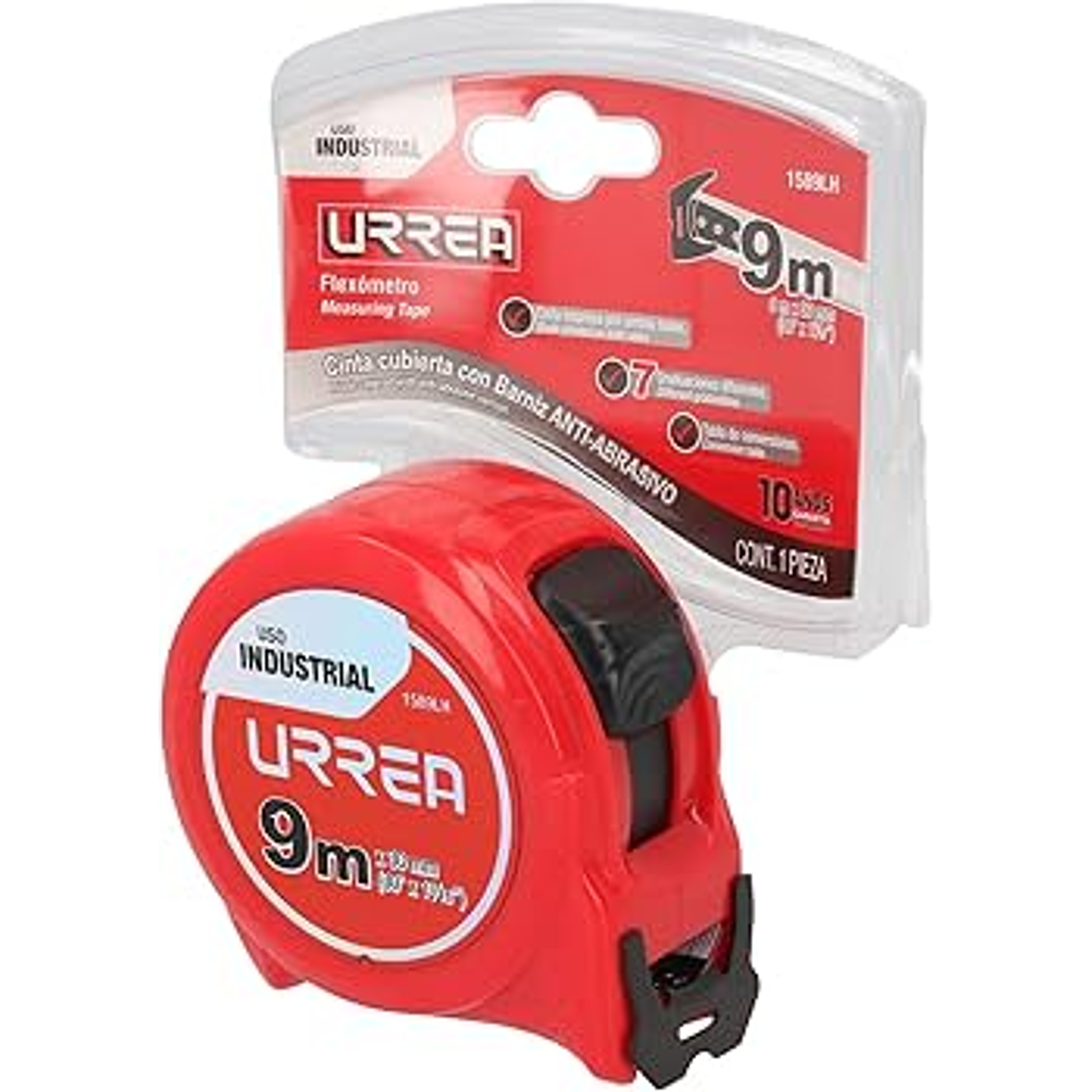 Flexómetro con carcasa de plástico 9 m x 30 mm en blíster 1