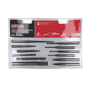 Juego de puntos, punzones, cinceles y botadores, 12 piezas