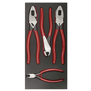 Juego de pinzas de electricista con bandeja EVA, 4 piezas