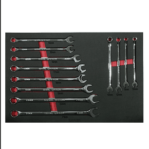 Juego de llaves combinadas extra largas métricas, 12 piezas