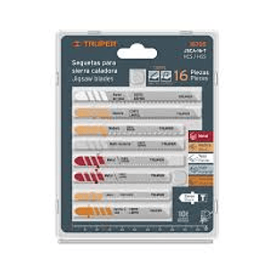 JUEGO DE SEGUETAS CALADORAS ZANCO T CORTES RECTOS 16 PIEZAS