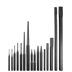 Juego de puntos, punzones, cinceles y botadores, 16 piezas
