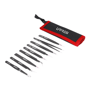 Juego de pinzas de precisión ESD antiestáticas, combinado, 9 piezas