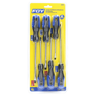 Juego de destornilladores con mango bimaterial combinados, 6 piezas