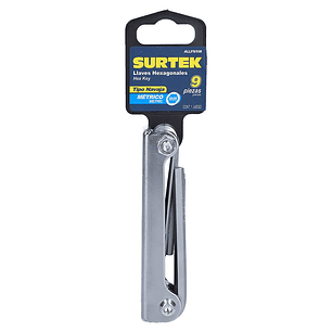 Juego de llaves hexagonales métricas tipo navaja, 9 piezas