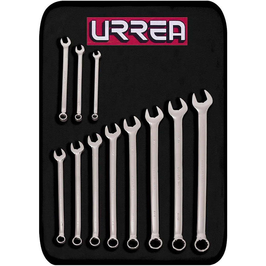 Juego de llaves combinadas extra largas pulido espejo enpulgadas, 12 puntas, 11 piezas 1