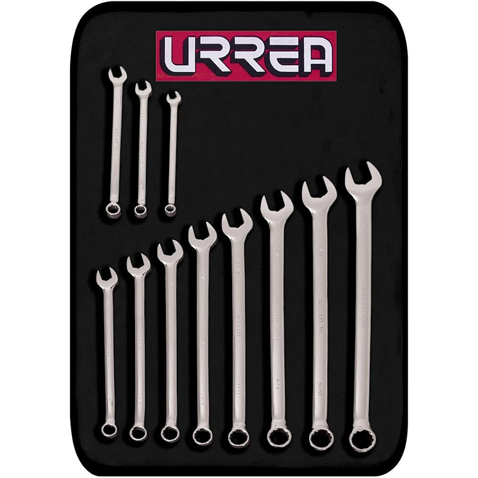 Juego de llaves combinadas extra largas pulido espejo enpulgadas, 12 puntas, 11 piezas 1