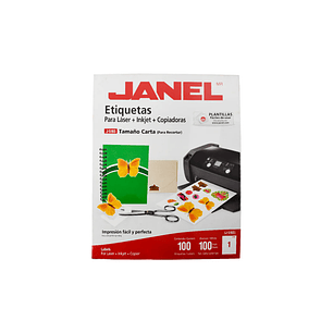ETIQUETAS ADHESIVAS JANEL LÁSER J 5165 216X279MM BOLSA C/100