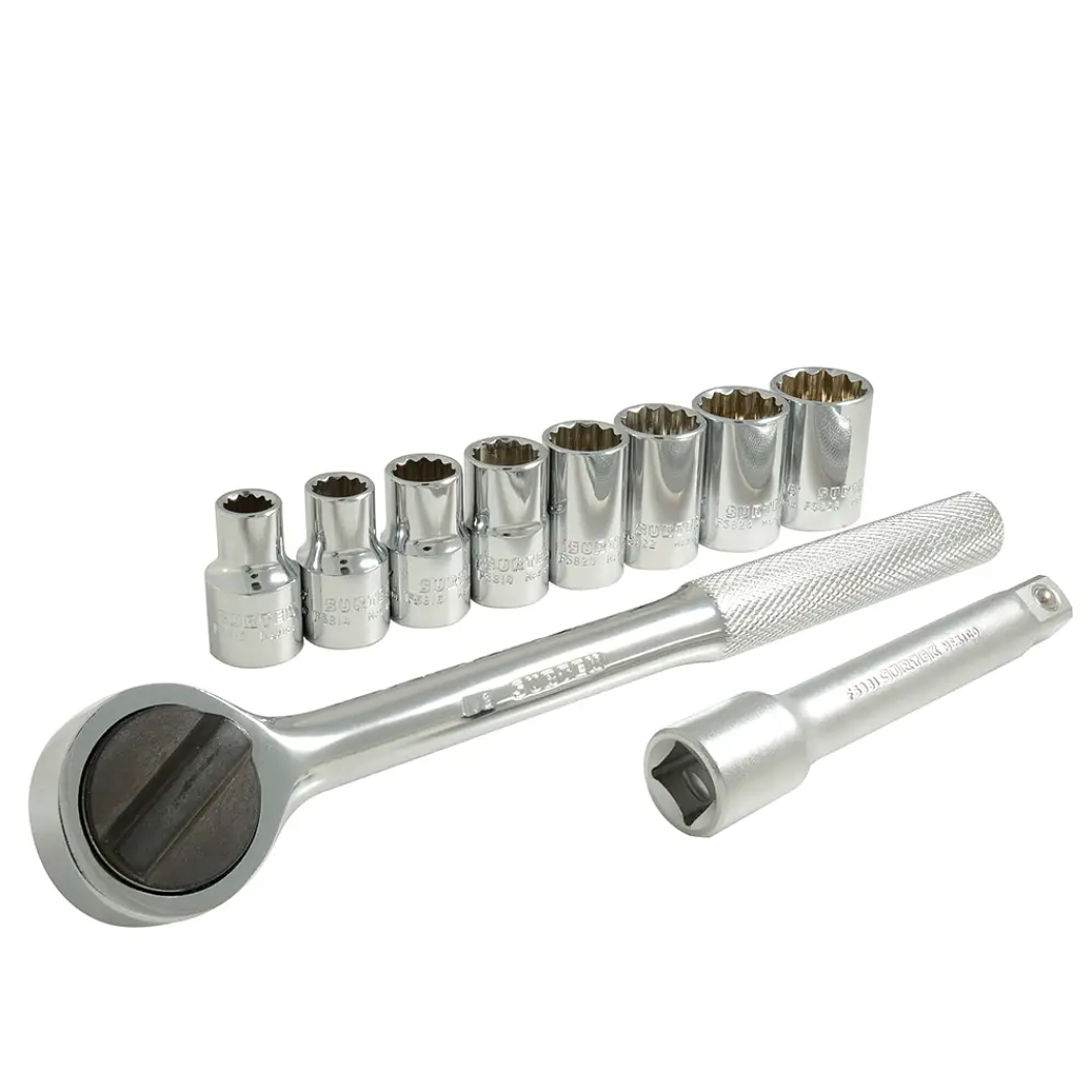 Juego de dados y accesorios cuadro de 1/2