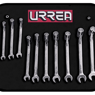 Juego de llaves combinadas flexibles pulido espejo métricas, 12 puntas, 10 piezas