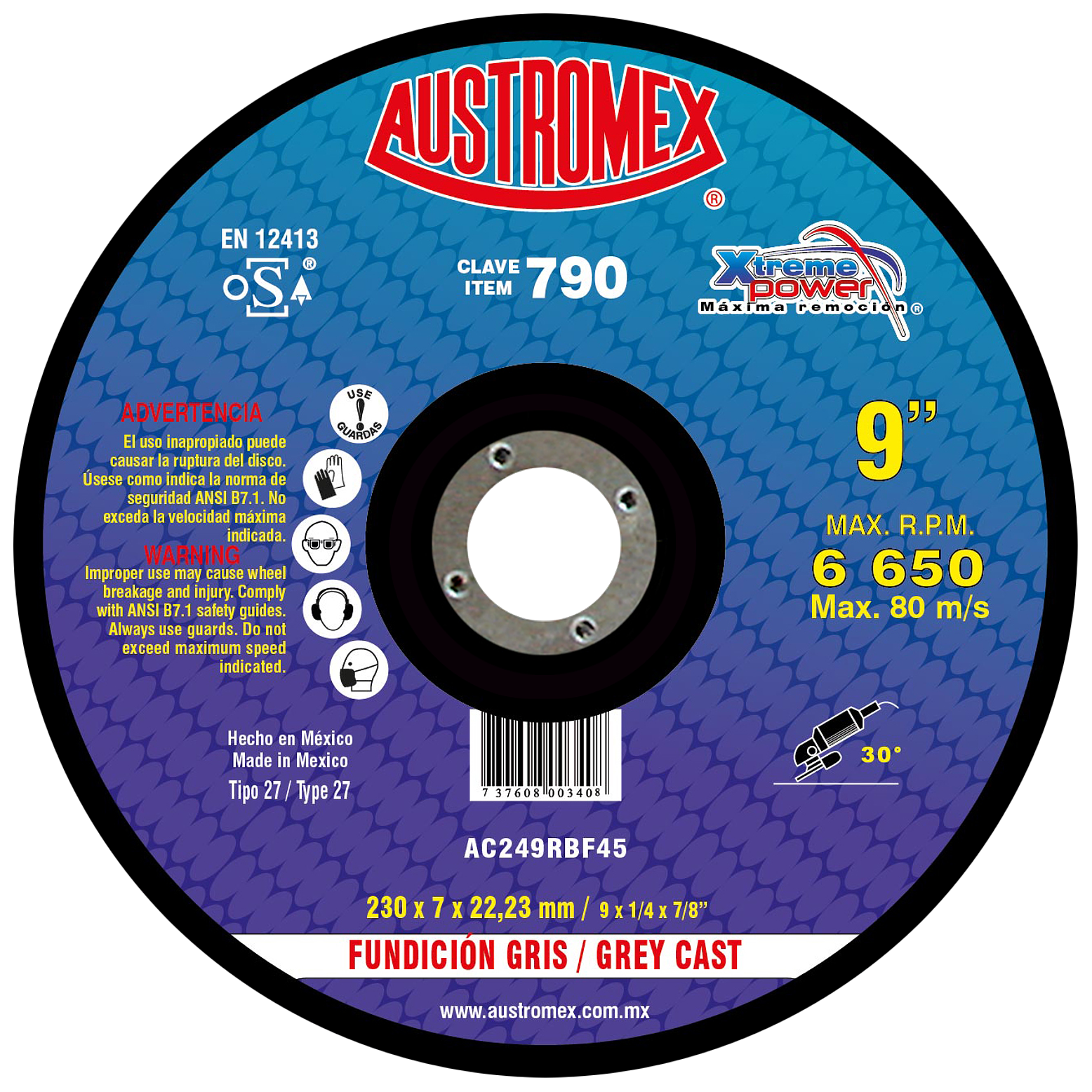 DISCO ABRASIVO DESBASTE 225 X 6 X 22.2. 1