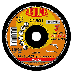DISCO ABRASIVO CORTE PRECISO PARA METAL DE 1/4