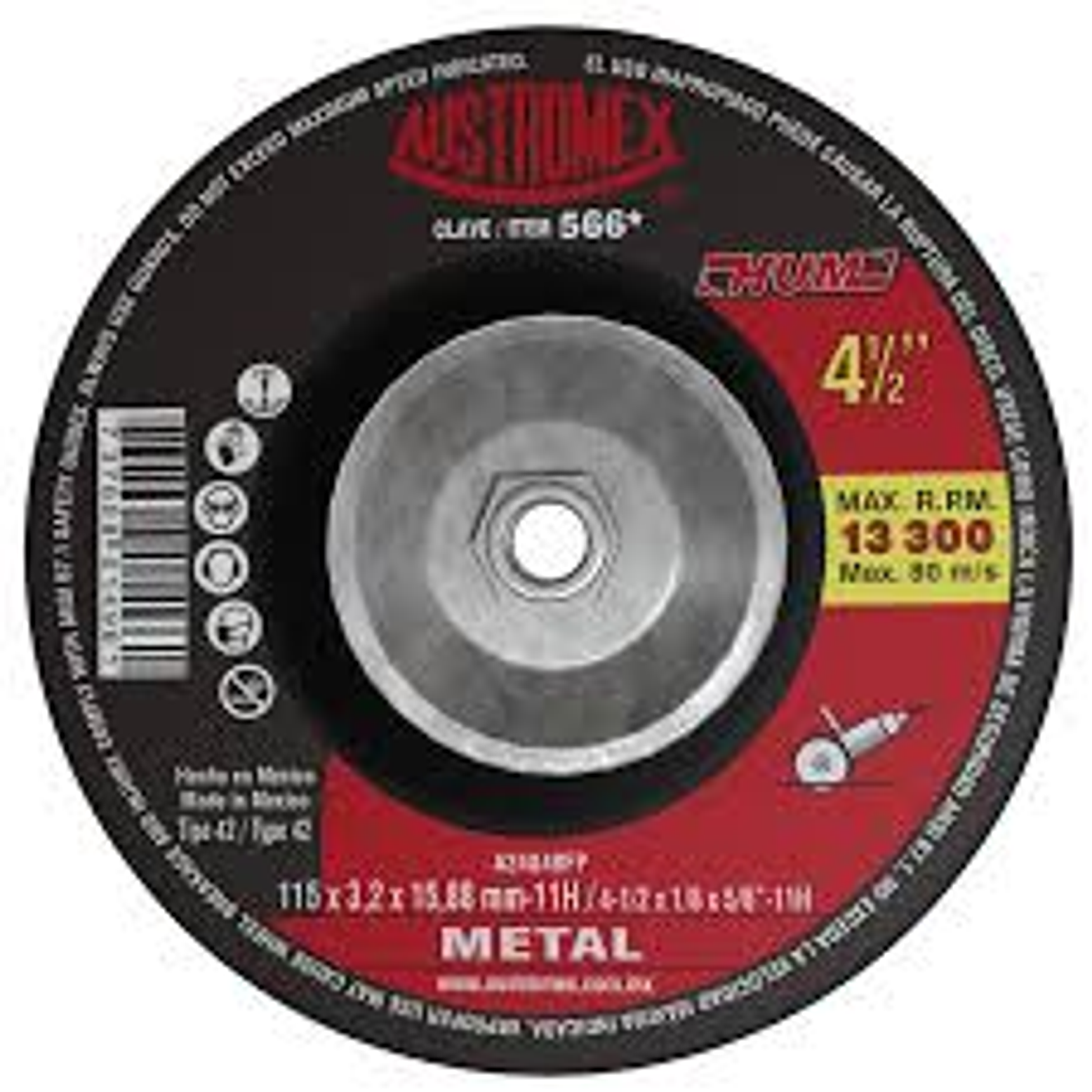 DISCO ABRASIVO DE 115 X 3.2 X 15.88 MM 11H CON ADAPTADOR, PARA CORTE DE METAL 1