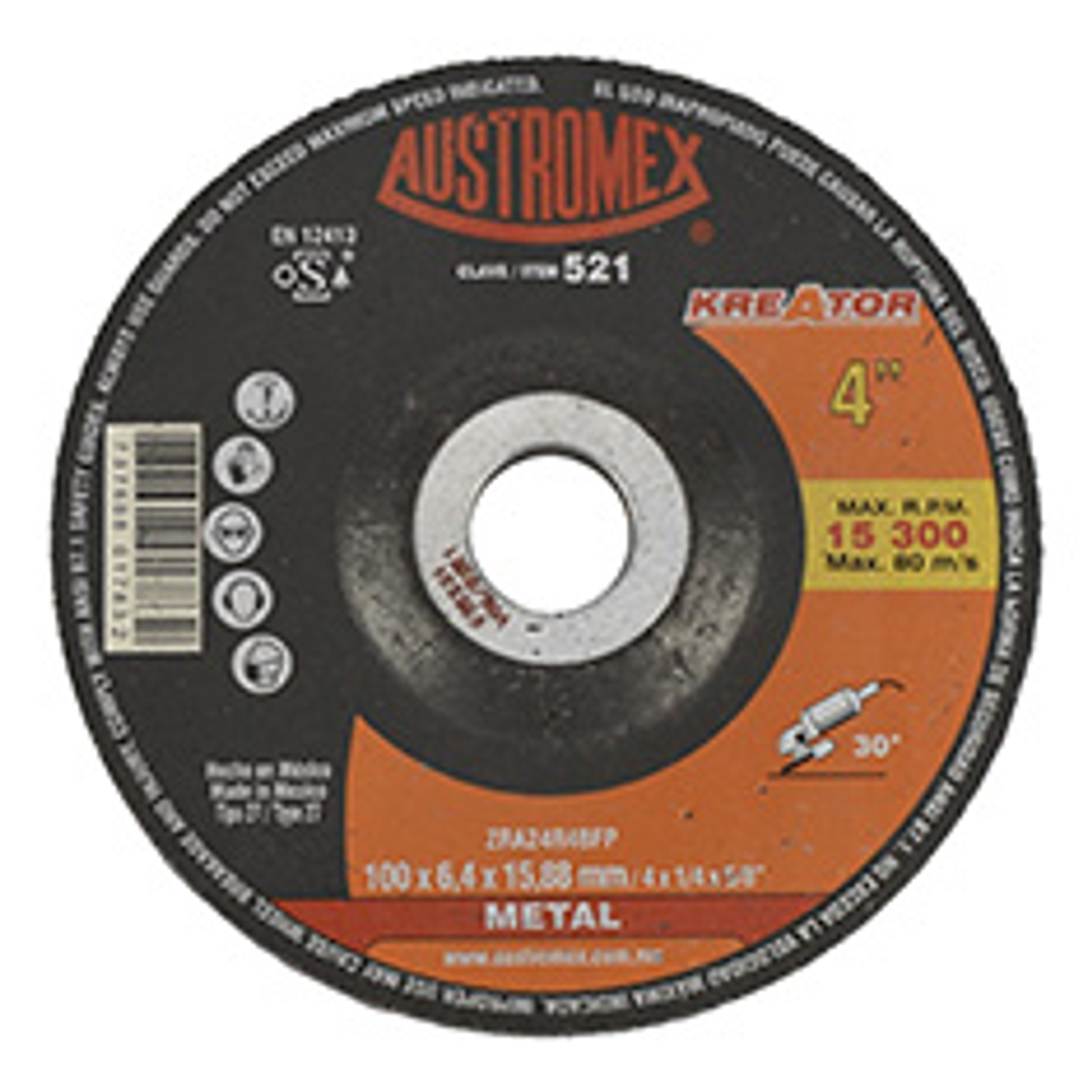 DISCO ABRASIVO DESBASTE 4 X 1/4 X 5/8 A36T7BP3A 1