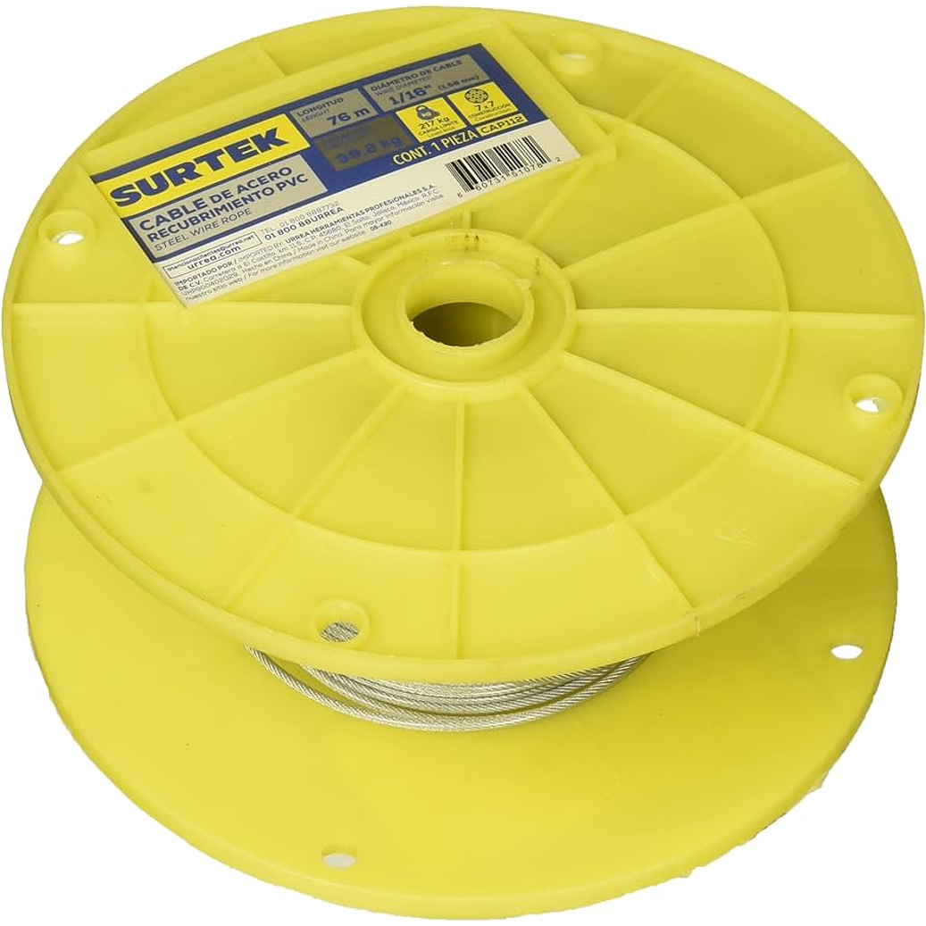 Cable de acero con guardacabo recubrimiento PVC 1/16