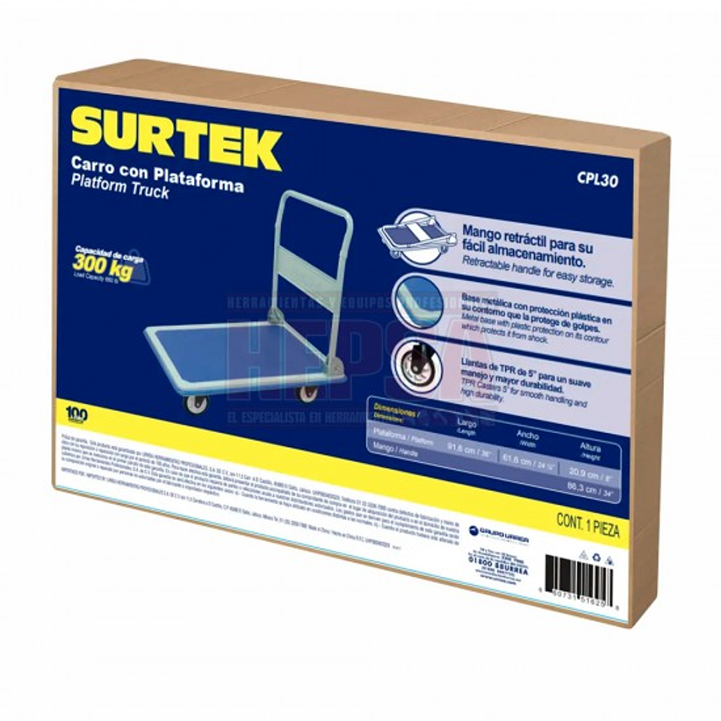 Carro plataforma con maneral retráctil 5
