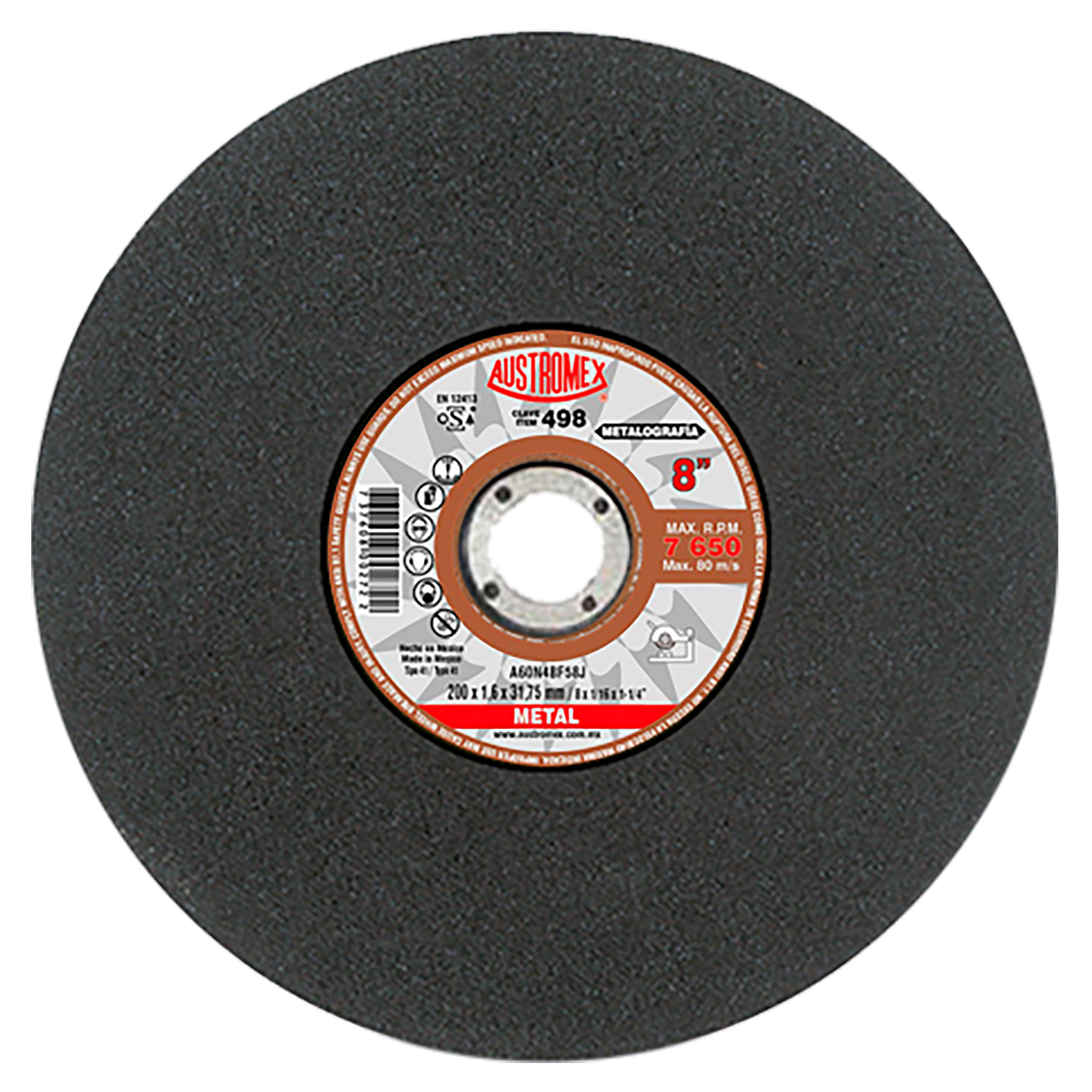 DISCO ABRASIVO DE 180 X 1.6 X 31.75 MM PARA CORTE DE PRUEBAS METALOGRÁFICAS 1