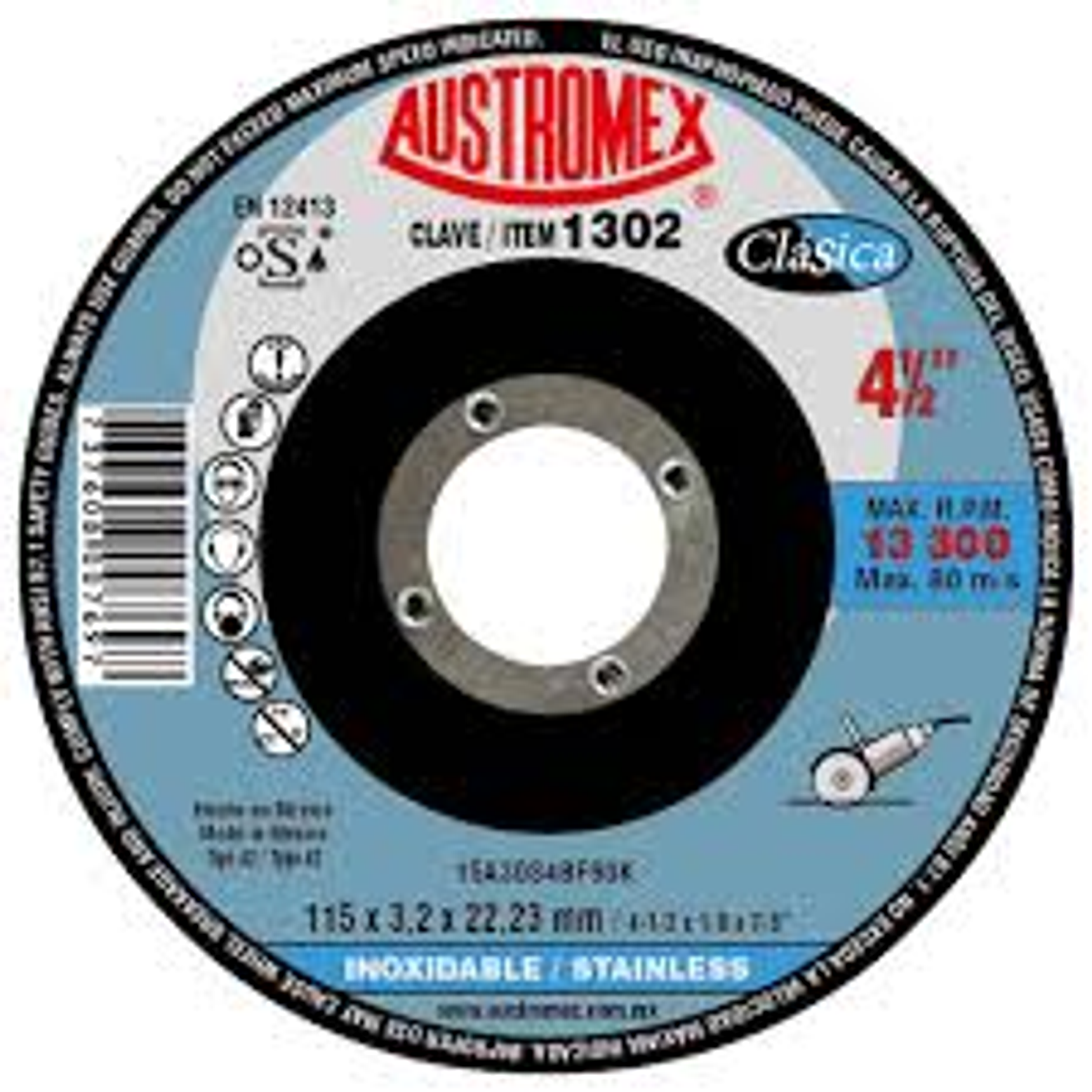 DISCO ABRASIVO CORTE 4 1/2 X 1/8 PARA ACERO INOX. 1